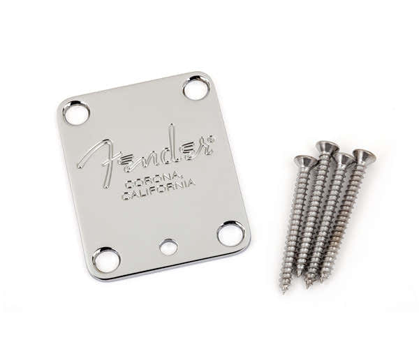 Placa del mástil para guitarra americana de 4 tornillos con estampado "Corona" (cromo)