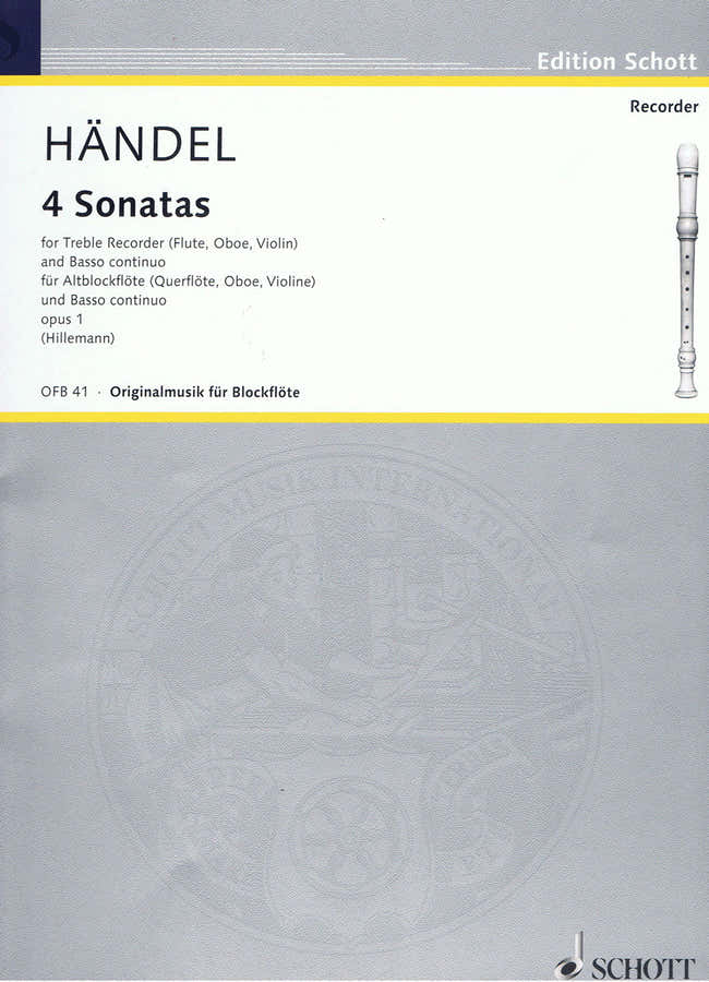 Handel George Frideric - Cuatro sonatas Op. 1 - Flauta dulce alto y bajo continuo violonchelo ad lib.