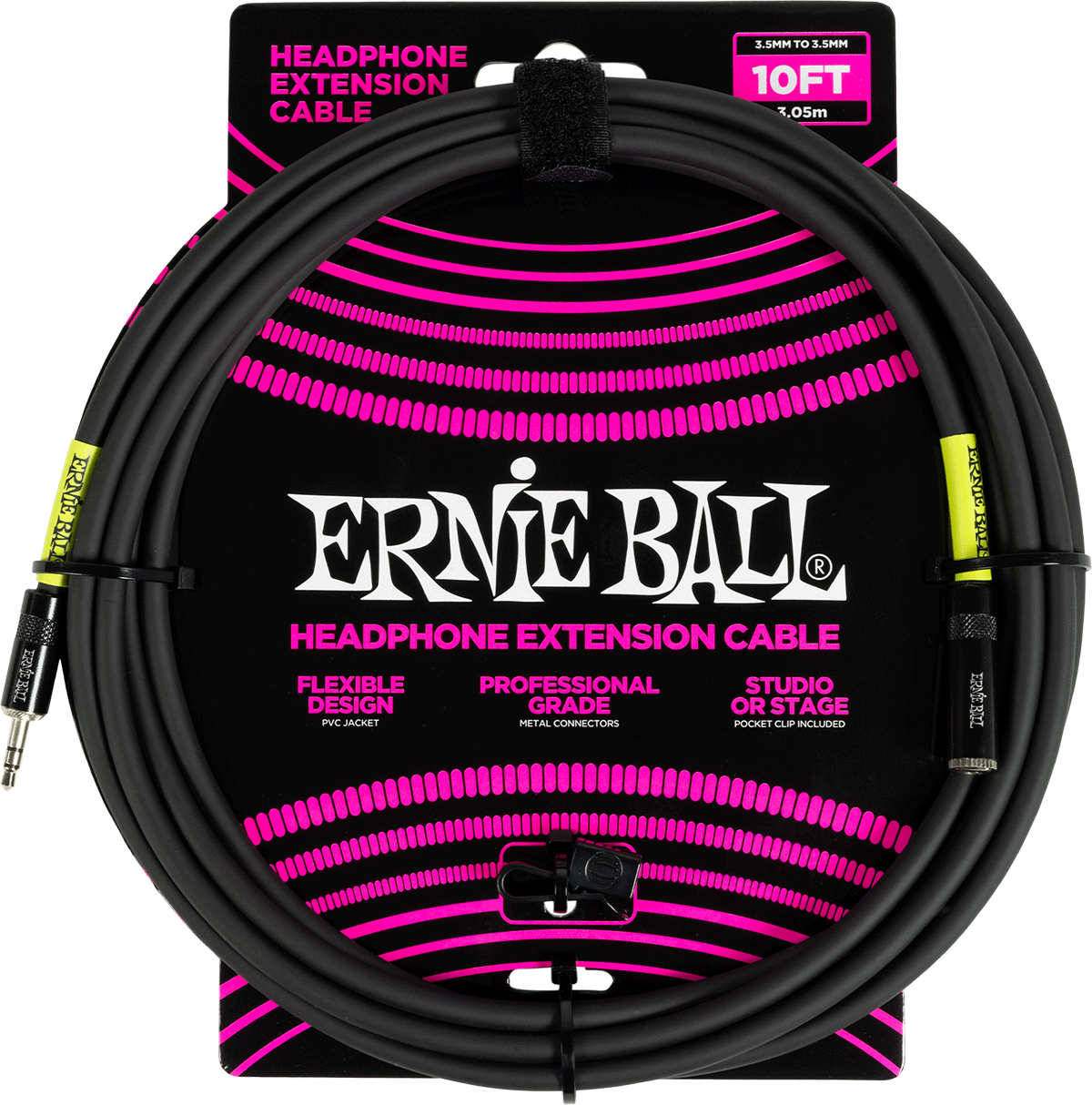 Ernie Ball Effects Alargador Estéreo MINI-jack a MINI-jack 3M Negro