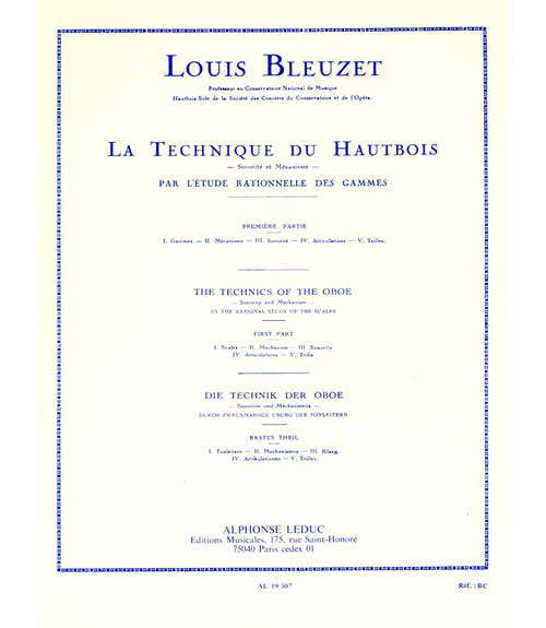 Bleuzet L. - Technique Du Hautbois Par L'etude Rationelle Des Gammes Volume 1
