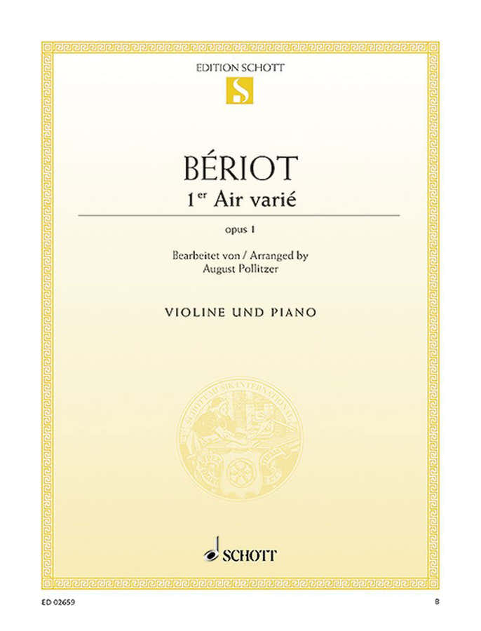 Beriot C.a. De - Air Varie D Minor Op.1 - Violin And Piano
