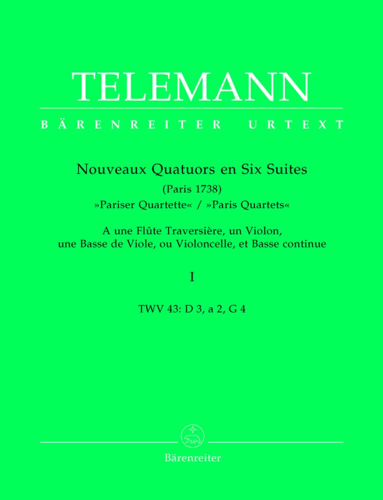 Telemann G.P. - Nouveaux Quatuors En 6 Suites Paris Quets Vol.1 - Flute, Violon, Viole De Gambe