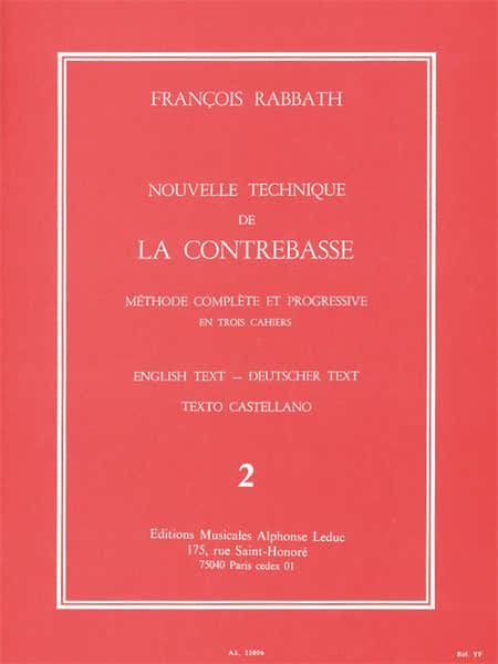 RABBATH FRANCOIS - NOUVELLE TECHNIQUE DE LA CONTREBASSE VOL.2