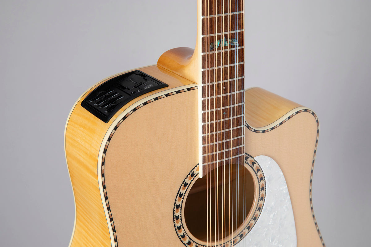 GD74CE-12 Dreadnought Cuerdas Natural