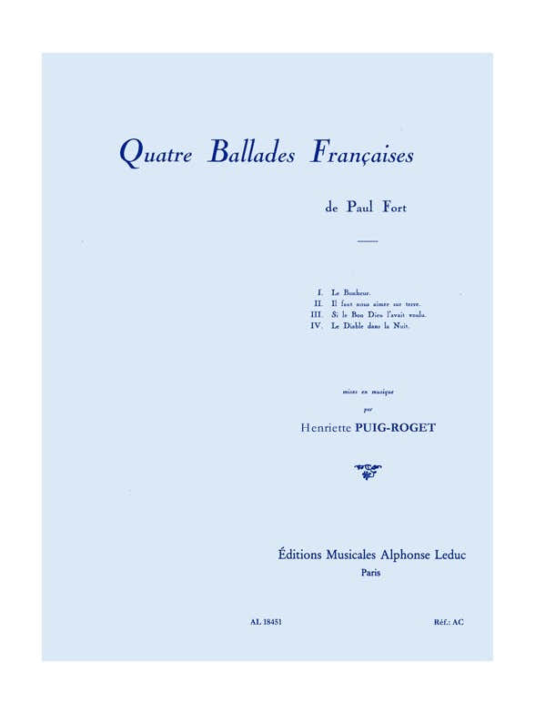PUIG-roget H. - Quatre Ballades Françaises - Voz y Piano