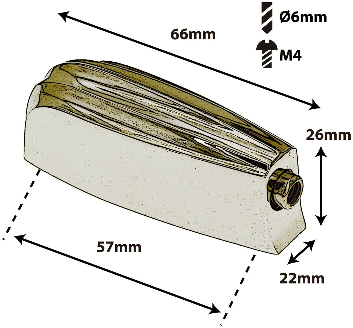L23FT-BR - Bellota para Caja / Tom Dorada - 57mm (x1)
