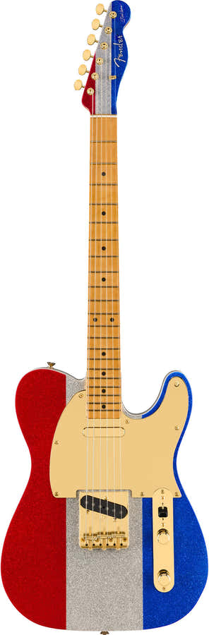 Telecaster Signature Buck Owens Mn Brillo rojo plateado azul