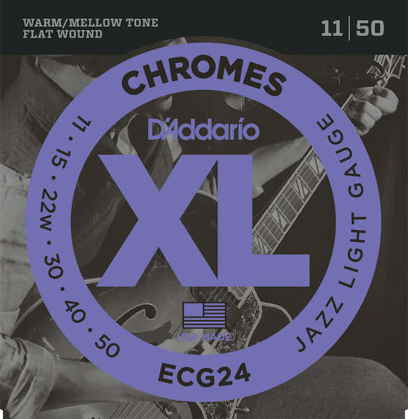 D'ADDARIO ECG24 CHROMES FLAT WOUND ELECTRIC GUITAR STRINGS JAZZ LIGHT 11-50