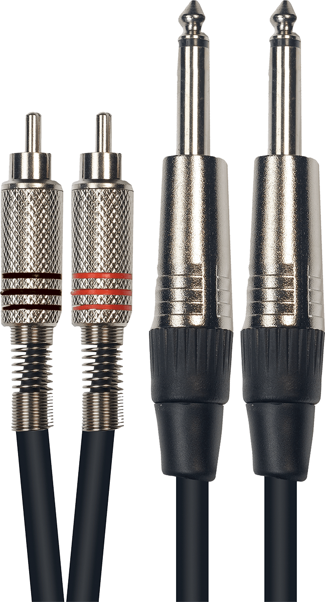 K03 2 MALE MONO CINCH/ 2 MONO MALE 1/4 PHONE PLUG