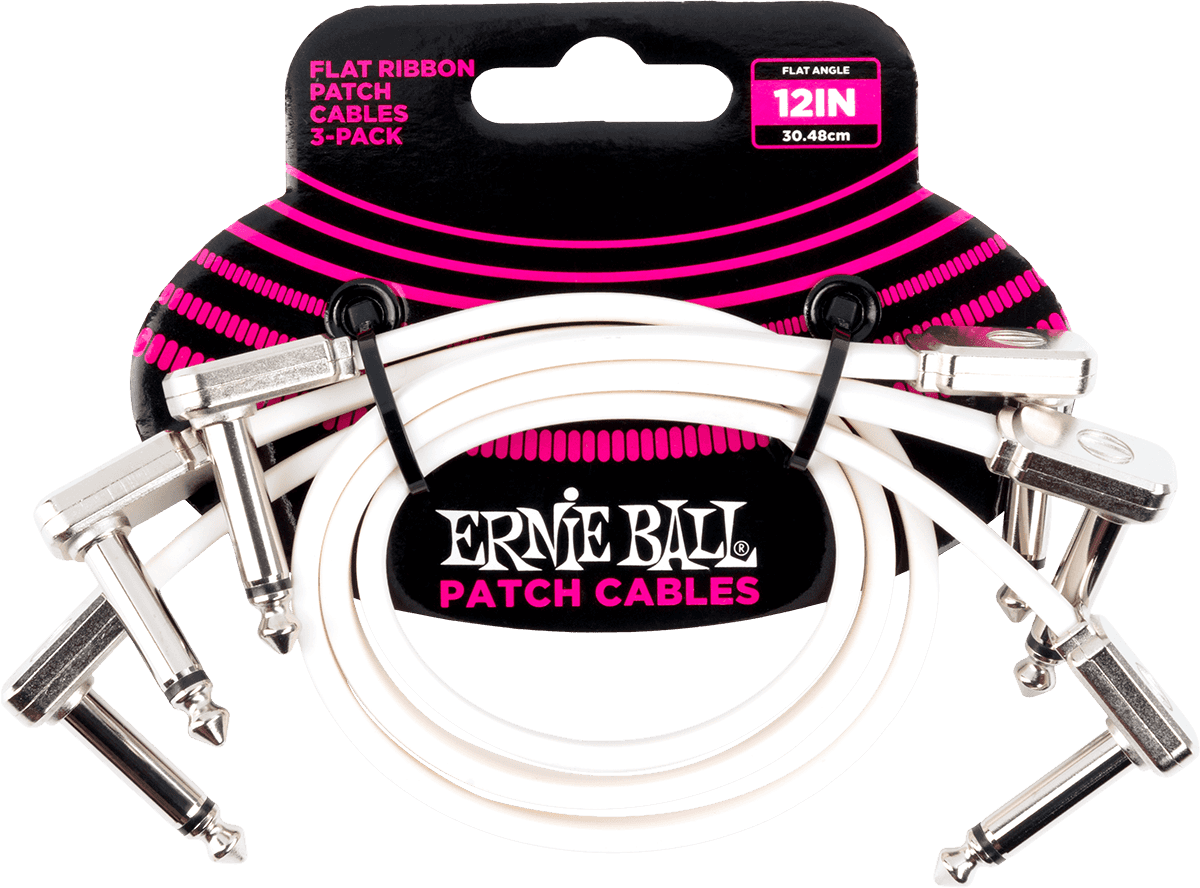 Cables Patch Pack de 3 - Acodado Fino y Plano - 3 CM - Blanco