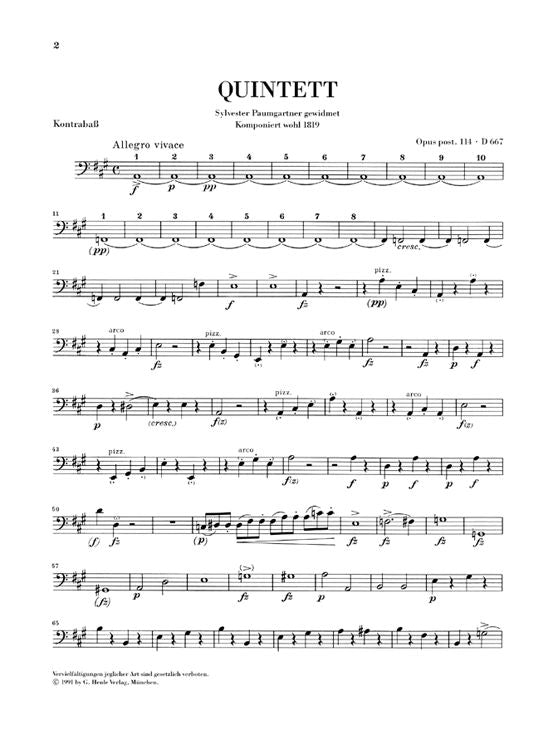 Schubert F. - Quintet A Major Op. Post. 114 D 667 For Piano Violin Viola Violoncello