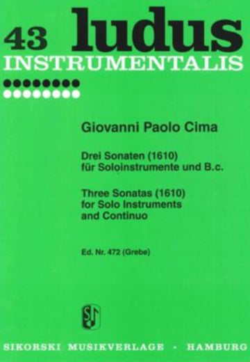 CIMA G.P. - DREI SONATEN (1610) FUR SOLOINSTRUMENTE UND B.C