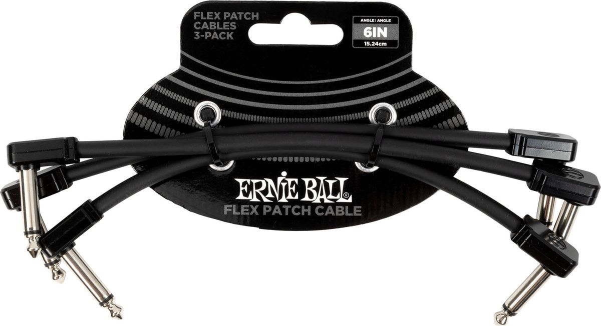 Ernie Ball PATCH CABLE FLEX 15CM - PACK 3 BLACK