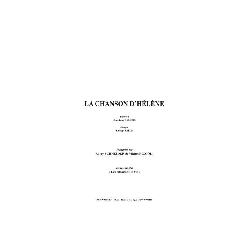 SARDE PHILIPPE - LA CHANSON D'HELENE - PVG