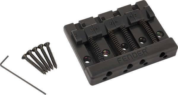 Fender Conjunto de puente de bajo de 4 cuerdas HiMass con selletas de latón Negro