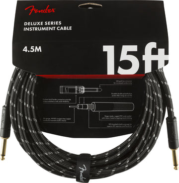DELUXE INSTRUMENT CABLE STRAIGHT/STRAIGHT 15' BLACK TWEED