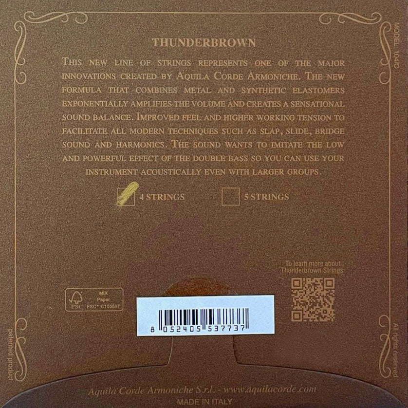Juego de 4 Cuerdas Thunderbrown para Ukelele Bajo