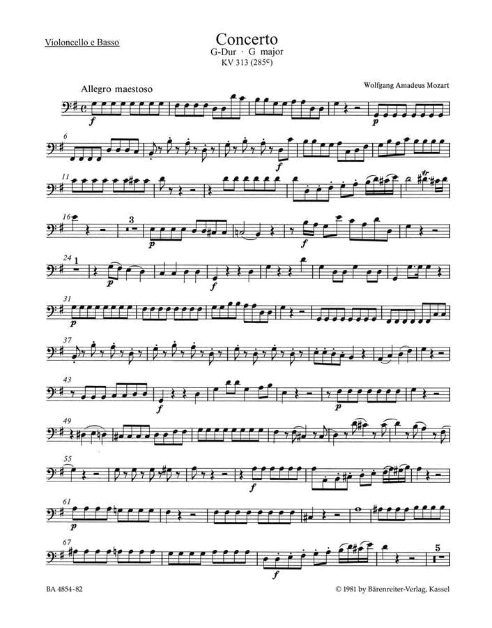 Mozart W.a. - Concerto Flute & Orchestre KV 313 (285C) - VLC / Basse