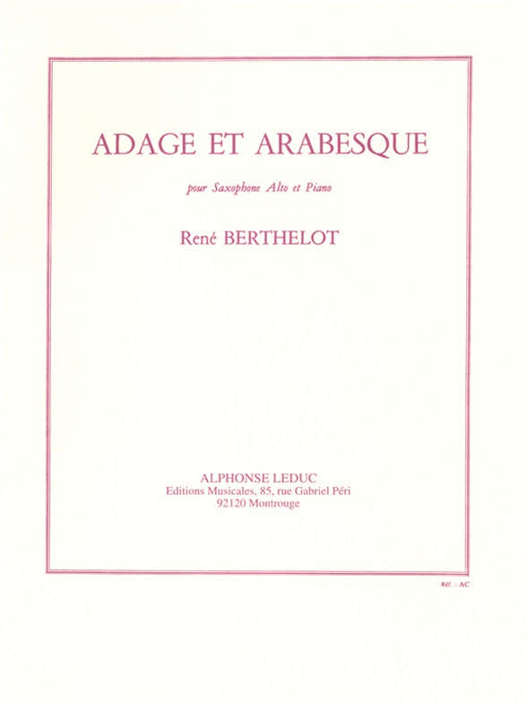 BERTHELOT RENE - ADAGE ET ARABESQUE - SAXOPHONE & PIANO
