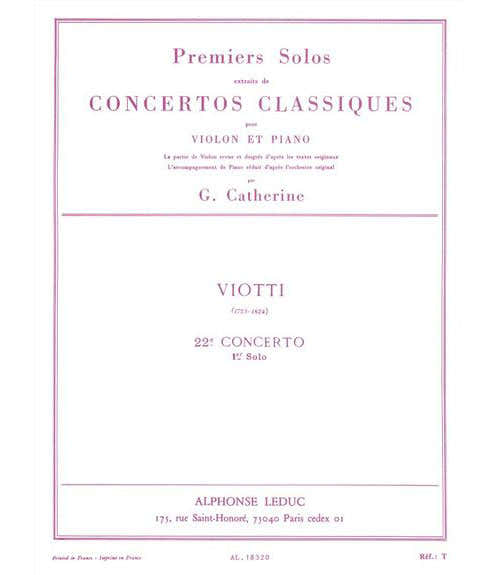 VIOTTI - PREMIERS SOLOS - CONCERTO N°22 - VIOLON ET PIANO