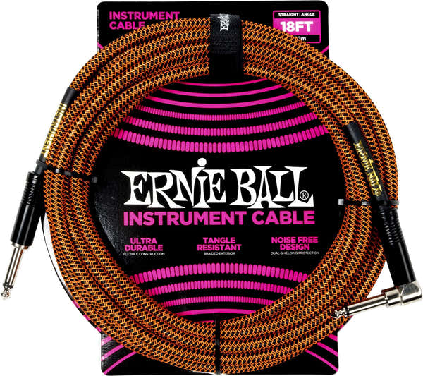 Ernie Ball Funda Trenzada Acodada 5,5m Naranja y Negro