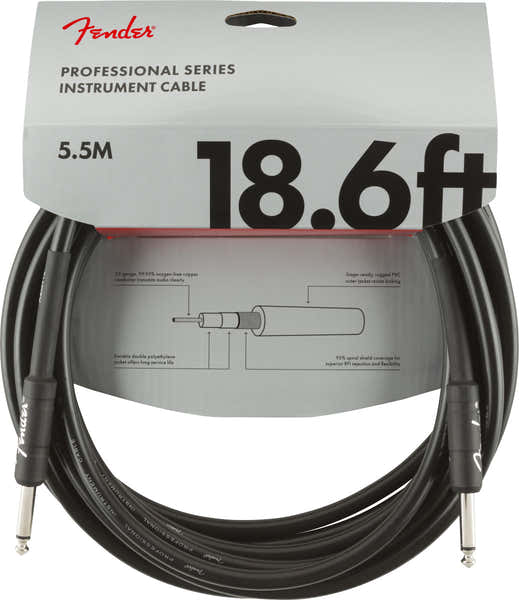 PROFESSIONAL INSTRUMENT CABLE STRAIGHT/STRAIGHT 18.6' BLACK