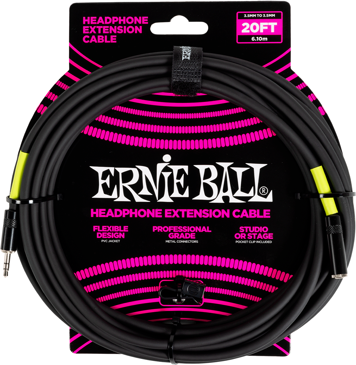 Ernie Ball Effects Extensión Estéreo Mini-Jack A Mini-Jack 6M Negra