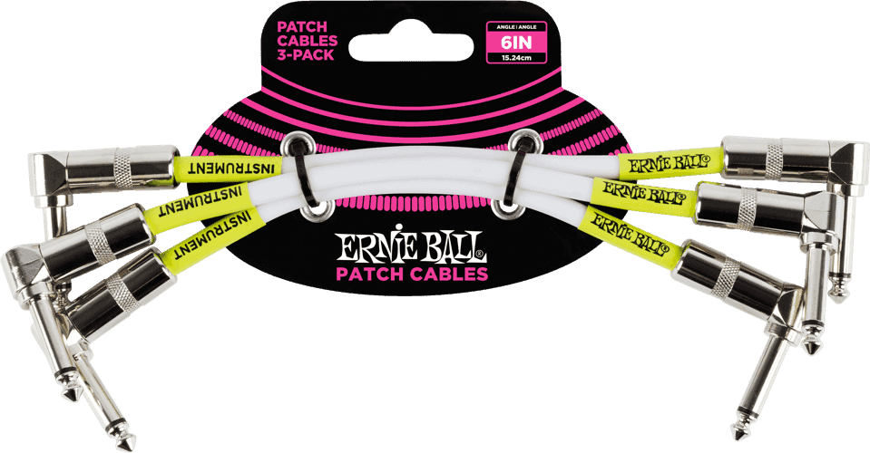 Cables de Instrumento Patch Pack de 3 - Acodado - 15CM Blanco