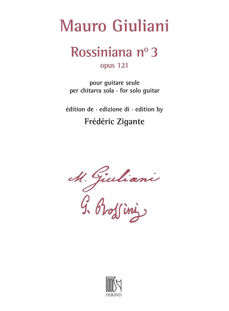 Durand Giuliani - Rossiniana N° 3 (opus 121) - Edition De Frederic Zigante