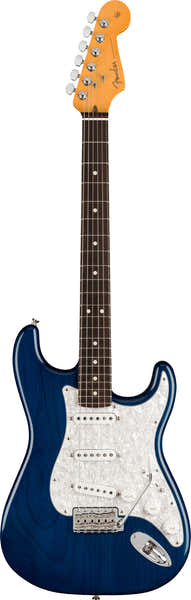 Stratocaster de firma Corry Wong RW Azul zafiro transparente