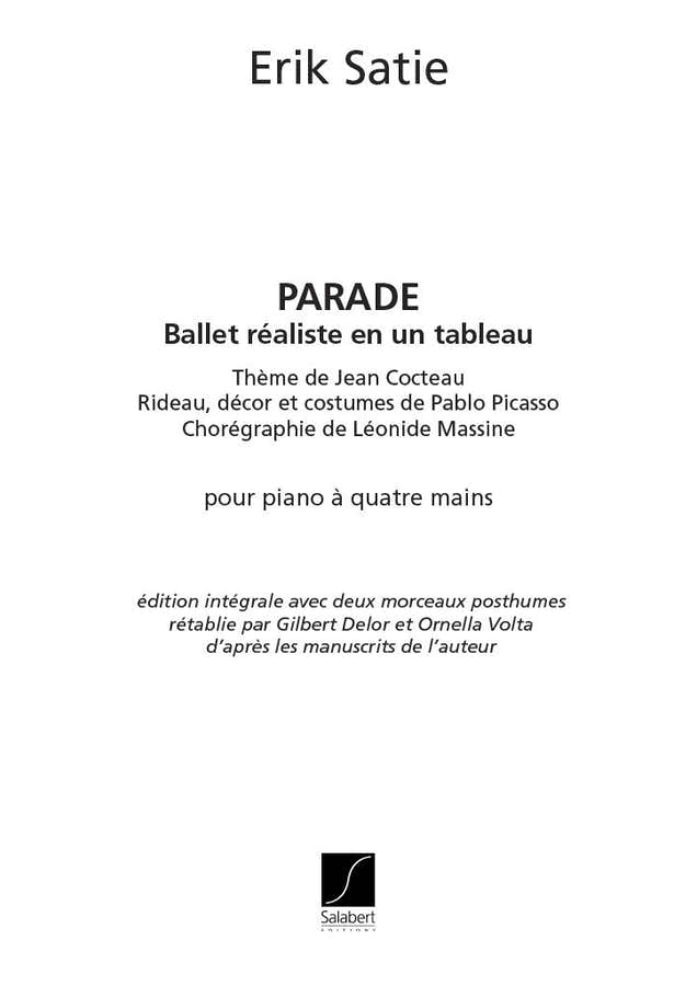 SATIE - PARADE - PIANO 4 MAINS