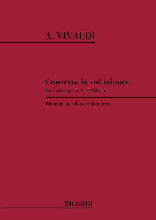 VIVALDI A. - CONCERTO IN SOL MIN - LA NOTTE OP.X N 2 - FLUTE ET PIANO