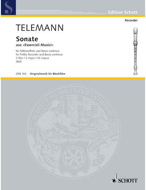 Telemann G.P. - Sonata C Major - Treble Recorder And Basso Continuo Cello (viola Da Gamba) Ad Lib.