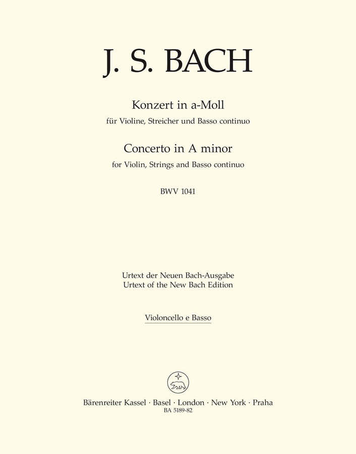 BACH J.S. CONCERTO EN LA MINEUR BWV 1041 POUR VN, CORDES ET BC