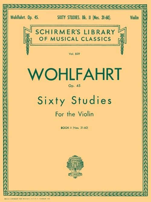 Wohlfahrt Franz - 60 Etudes Op.45 Book 2 - Violon