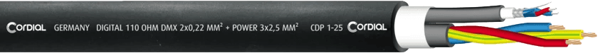 Cable Híbrido XLR 5 Puntos + Powercon 2,5 mm True1 - 5M