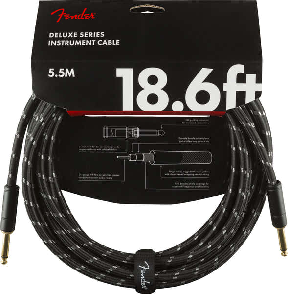 DELUXE INSTRUMENT CABLE STRAIGHT/STRAIGHT 18.6' BLACK TWEED
