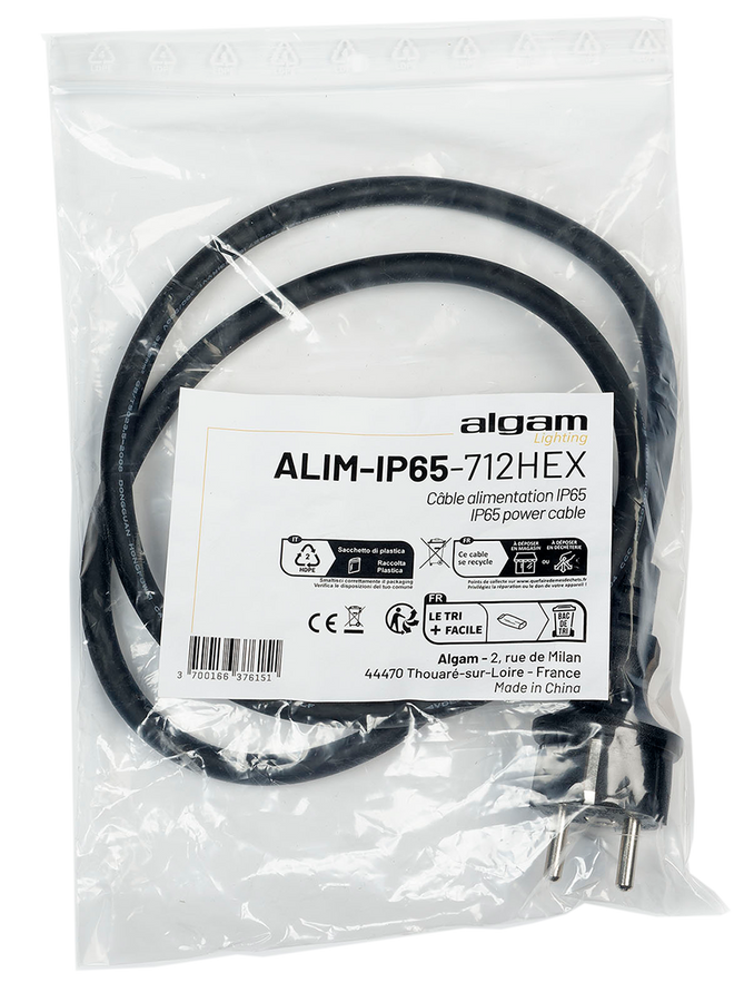 Cable de alimentación IP65 para IP Par 712 Hex