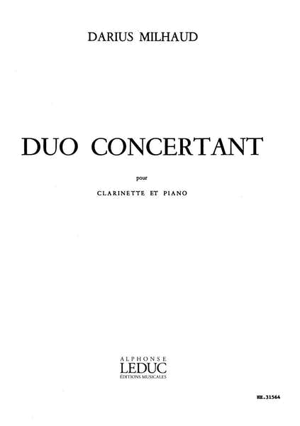 Heugel MILHAUD DARIUS - DUO CONCERTANT - CLARINETTE ET PIANO