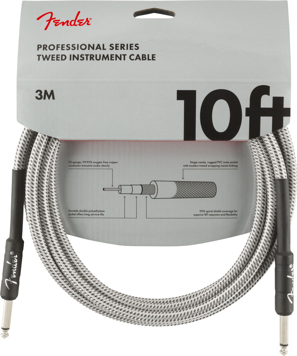 PROFESSIONAL INSTRUMENT CABLE 10' WHITE TWEED