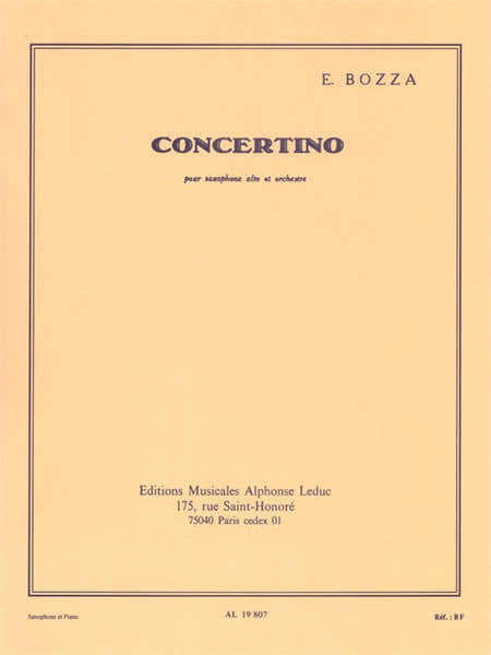 Bozza Eugene - Concertino - Saxophone Alto & Piano