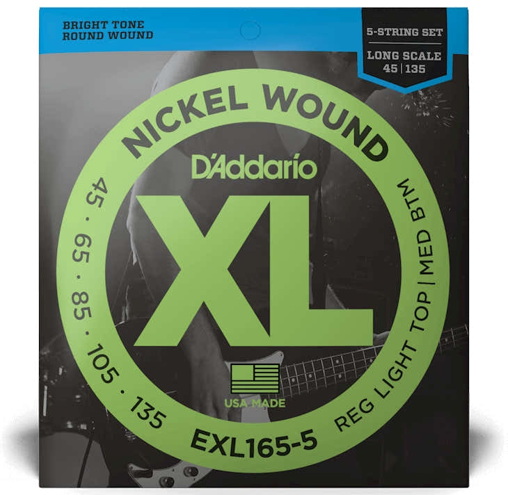 EXL165-5 cuerdas entorchadas en níquel escala larga tensión ligera 5C 45-135