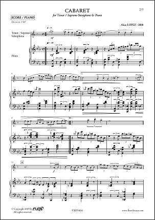 Lopez A. - Cabaret - Saxofón Tenor O Soprano & Piano