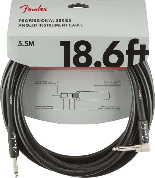 PROFESSIONAL INSTRUMENT CABLE STRAIGHT/ANGLE 18.6' BLACK