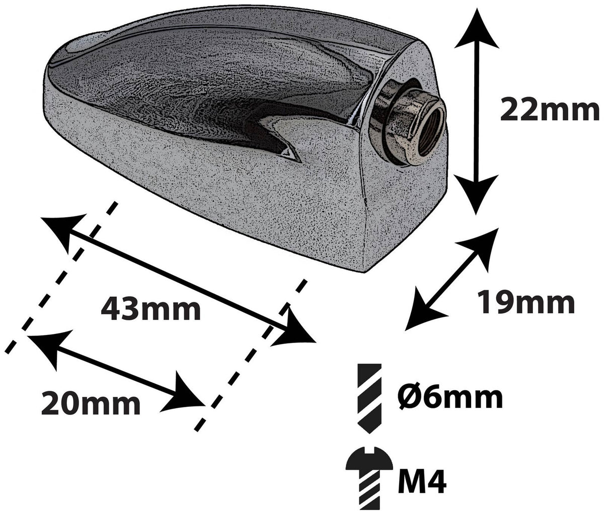 L25SDTT - Bellota para Caja / Tom - 20mm (x1)