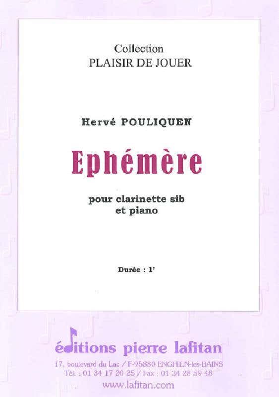 POULIQUEN HERVE - EPHEMERE - CLARINETTE ET PIANO