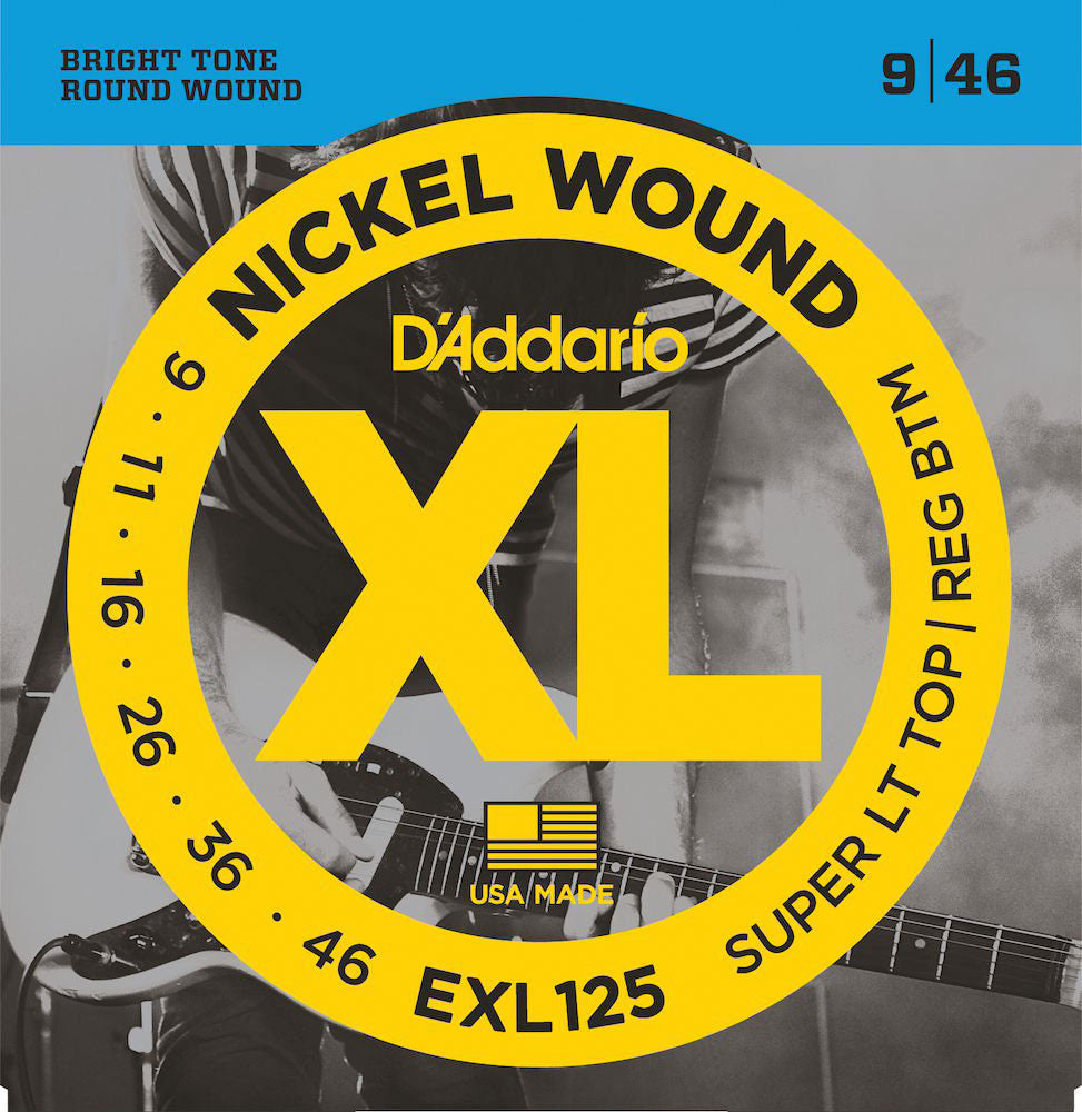 D'ADDARIO EXL125 NICKEL WOUND ELECTRIC GUITAR STRINGS SUPER LIGHT TOP/ REGULAR BOTTOM 9-46