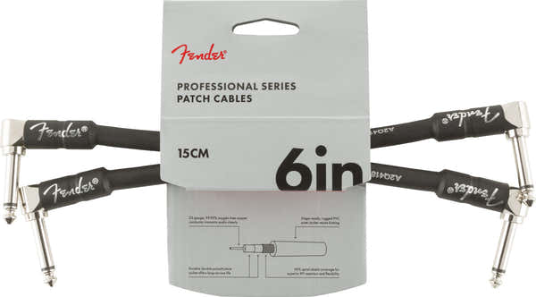 PROFESSIONAL INSTRUMENT CABLE 2-PACK ANGLE/ANGLE 6" BLACK