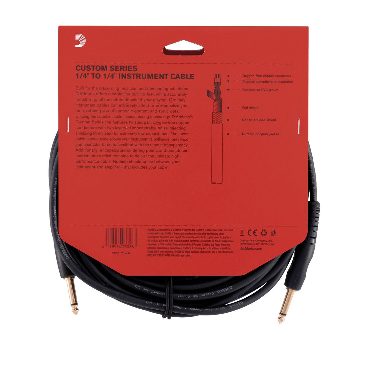 Custom Series Cable de instrumento 30 Feet