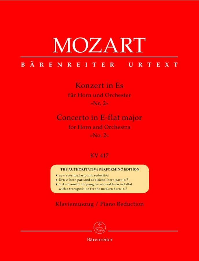 Moz W.A. - Concerto N°2 En Mib Majeur Kv 417 Pour Cor Et Orchestre - Cor Piano